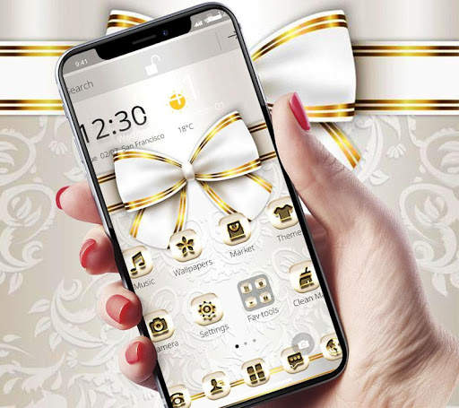 Extravagant Platinum Gold Bowknot Theme screenshot 2