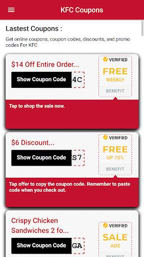 Food Coupons for KFC - Hot Discounts 🔥🔥 screenshot 1