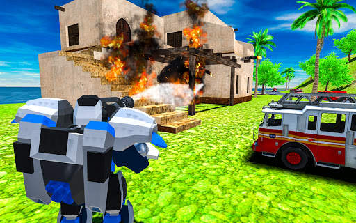 Flying Robot Fire Truck Game screenshot 8