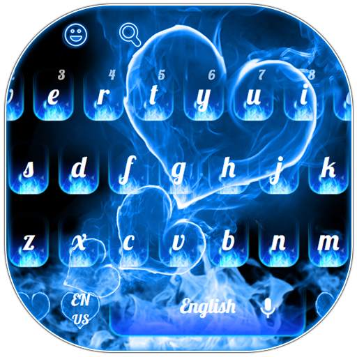 Cool Blue Flame Love Keyboard 10001005