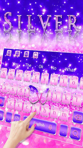 Silver Glitter Butterfly Keyboard Theme screenshot 2