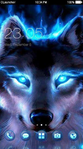 Wolf Blue Flames Theme Meizu 1 تصوير الشاشة