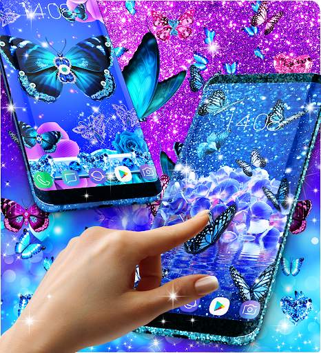 Blue glitz butterfly wallpaper screenshot 7