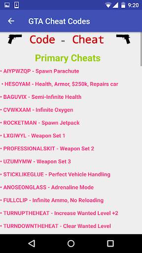 Cheat Codes for GTA screenshot 3