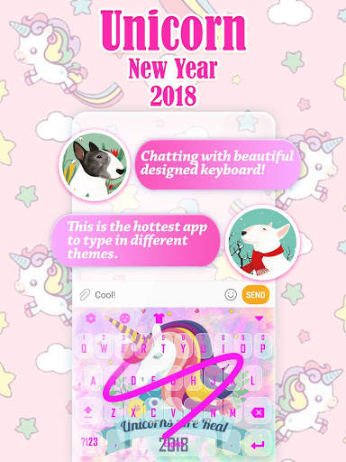 Unicorn New Year 2018 Keyboard Theme for Girls screenshot 1