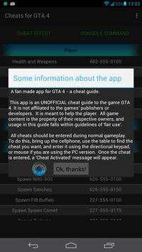 Cheats guide for GTA 4 screenshot 2