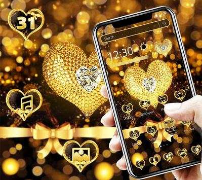 Golden  Love Heart Bow Theme screenshot 3