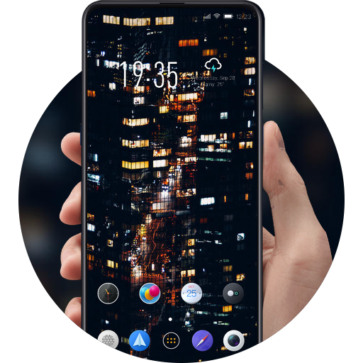 City building night theme | landscape building icon