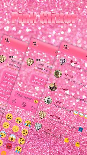 Pink Glitter Keyboard Theme स्क्रीनशॉट 2