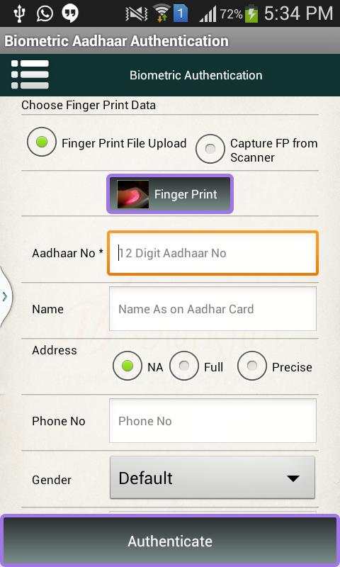 Aadhaar Authentication and BFD screenshot 3