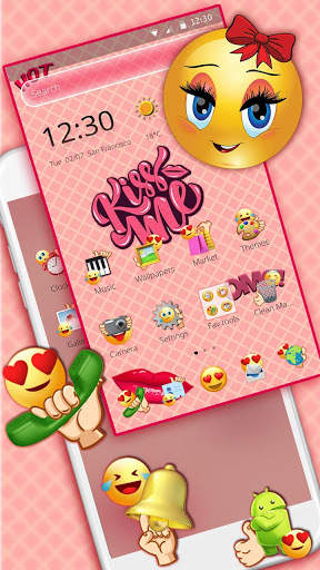 Sweet Emoji Pink Theme screenshot 1