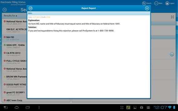 e-file Status screenshot 5
