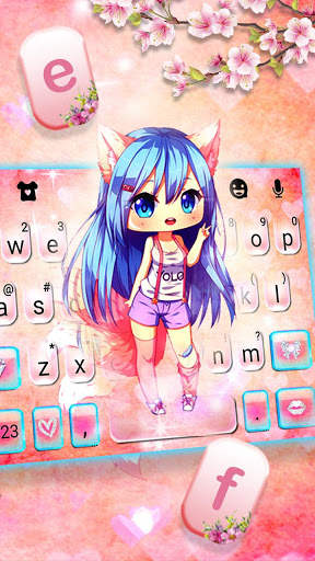 Pink Sakura Girl Keyboard Theme скриншот 2