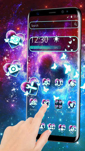 Galaxy Dreamy Neon Heart Theme screenshot 1