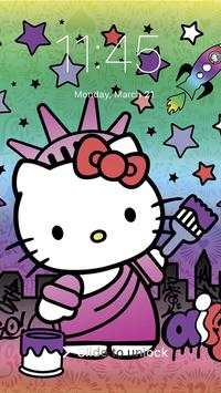 Hi Kitty Hello Fluffy PetPIN Lock Screen Wallpaper скриншот 2