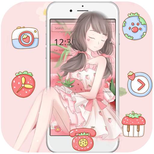 Pink Strawberry Girl Theme &amp; Lock Screen 1.1.5