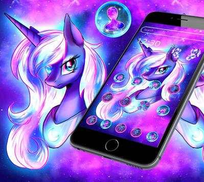 Cartoon Purple Galaxy Unicorn Theme screenshot 1