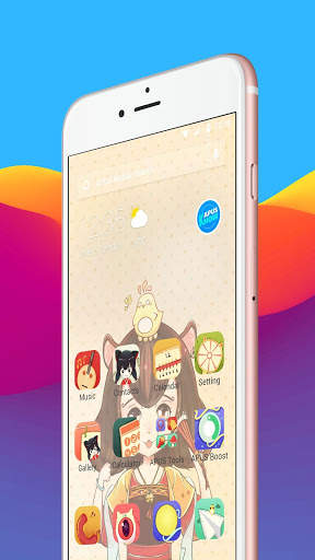 Cute Cartoon Cat Girlfriend theme & wallpaper screenshot 1