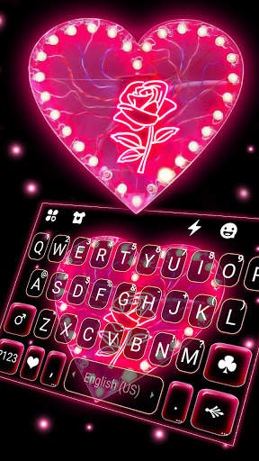 Pink Heart Black Keyboard Background screenshot 1