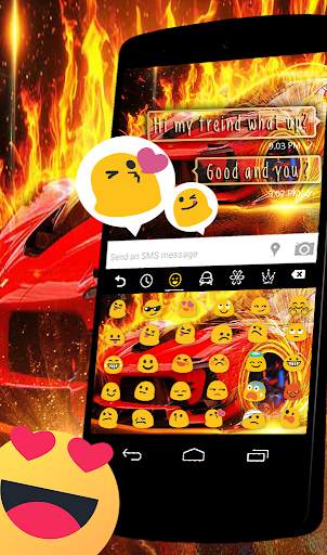 Burning car keyboard theme screenshot 2