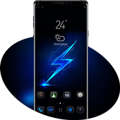 Cool tech dark blue neon lightning theme icon