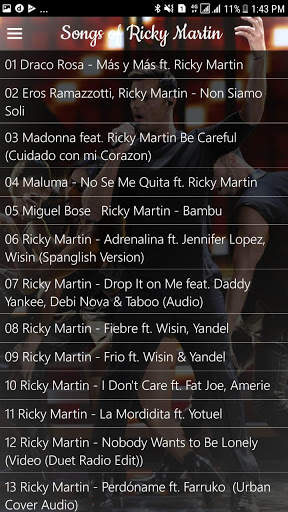 Songs of Ricky Martin 6 تصوير الشاشة
