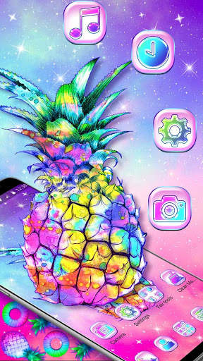 Colorful Galaxy Glitter Pineapple Theme screenshot 2