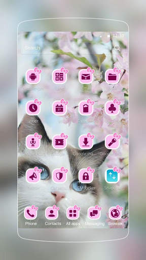 Pink Flower Lovely Cat Theme screenshot 2