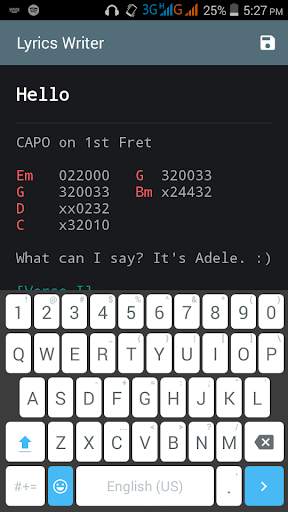 Lyrics Writer with Chords screenshot 7
