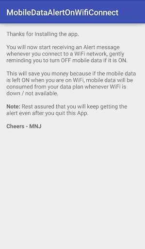 Mobile Data Alert If Wifi ON screenshot 1