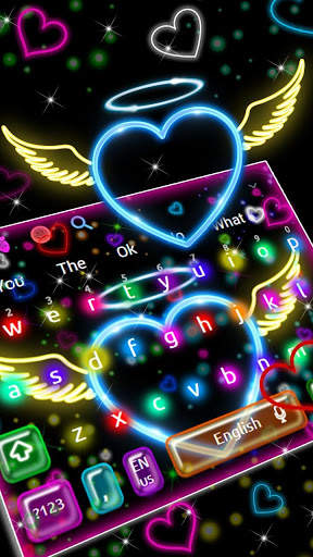 Colorfull Neon Heart Keyboard screenshot 2