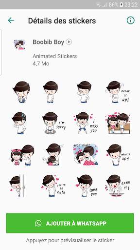 Animated stickers GIF love screenshot 1