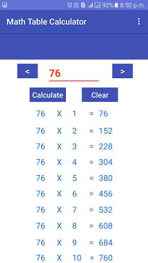 Math Table Calculator screenshot 3