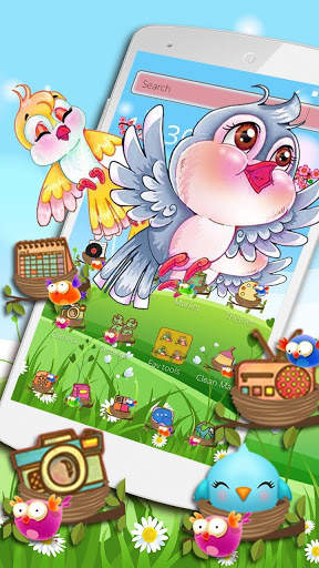 Pink Sky Love Birds Theme screenshot 3