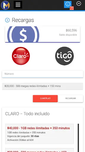 Multirecargas WAP Colombia screenshot 4