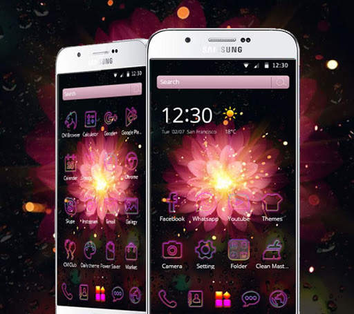 Neon flower theme black cool wallpaper screenshot 3