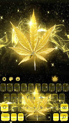 Golden Weed Rasta Shiny Keyboard Theme screenshot 2