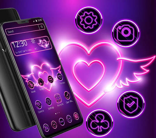 Valentine Day Neon Heart Theme screenshot 1