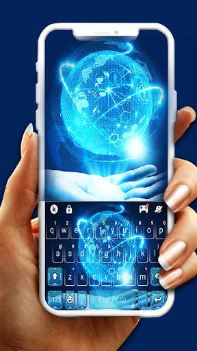 Futuristic Globe Tech Keyboard Theme screenshot 1