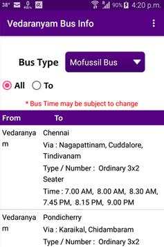Vedaranyam Bus Info screenshot 1