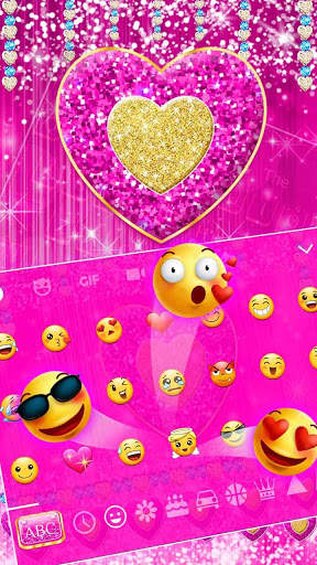 Glitter Pink Heart Keyboard screenshot 3