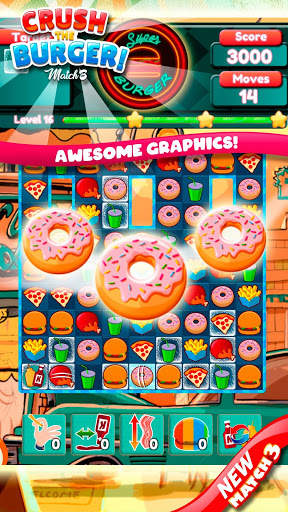 Crush The Burger ! Deluxe Match 3 Game screenshot 2
