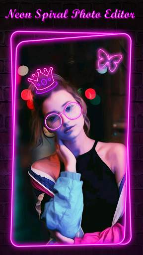 Neon Spiral Photo Editor - Light Neon Crown Camera screenshot 1