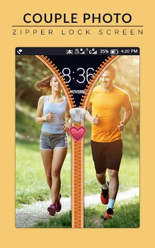 Couple Zipper Lock Screen 2018 screenshot 1