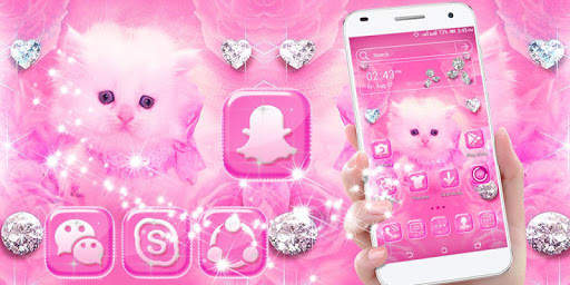 Cute Pink Cat Launcher Theme screenshot 2