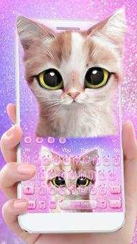 Pink Cute Cat Keyboard Theme 1 تصوير الشاشة