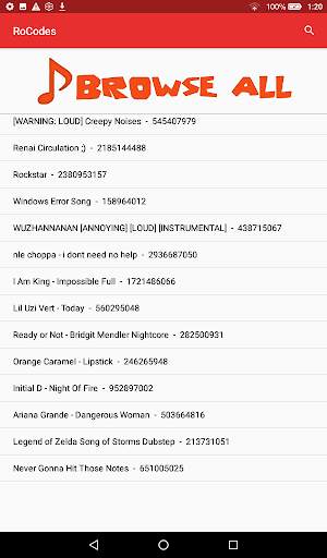 RoCodes - Roblox Music & Game Codes screenshot 7
