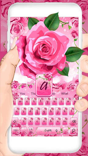 Pink Rose Flowers Keyboard screenshot 2