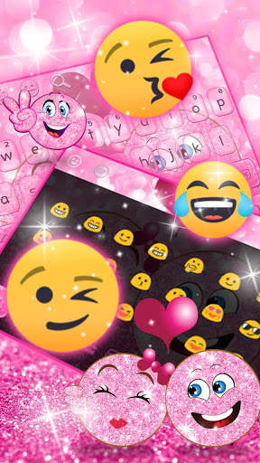 Cute Pink Glitter Emoji Theme screenshot 3