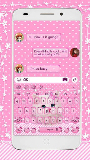 Cute Pink Kitty Keyboard screenshot 1